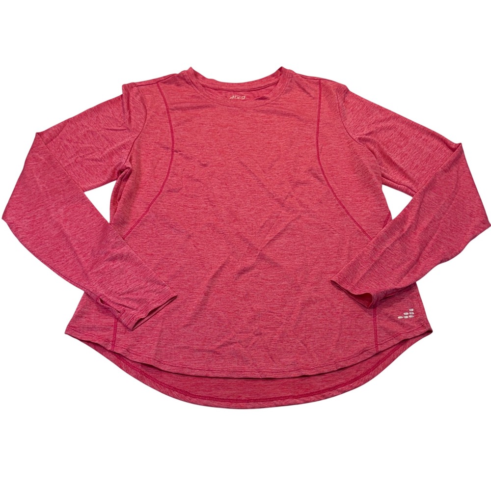 BCG Womens Pink Heathered Long Sleeve Active Top Thumbholes XL 1151C6